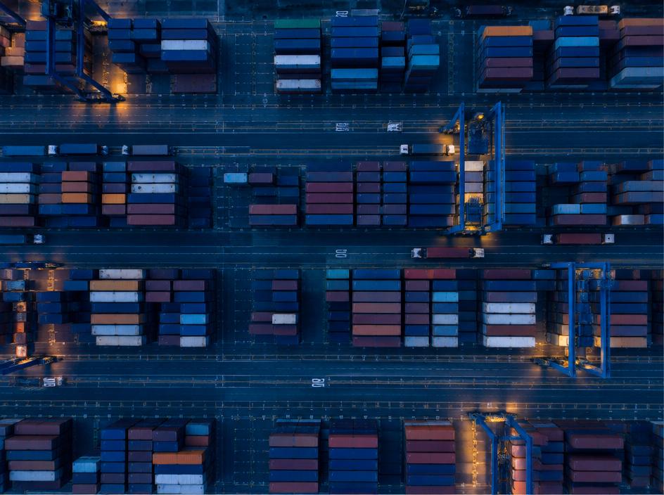 Aerial view of a container terminal
